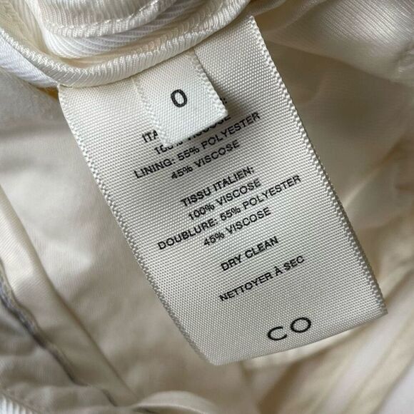 CO Draped Pocket Trousers Women 0 Ivory Pleated Front Straight Leg Pants Viscose - Picture 12 of 13